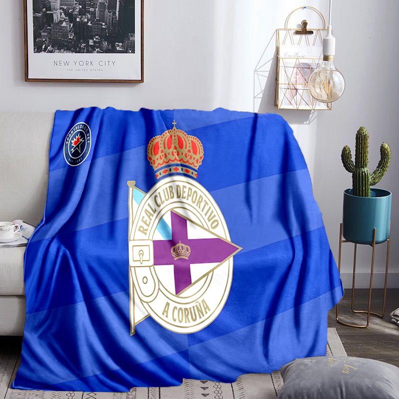 Deportivo A Coruna Crest Throws Blanket Flannel Blankets Plush for Couch Bed Gifts for Men Women Travel picnic blanket Christmas fan gifts