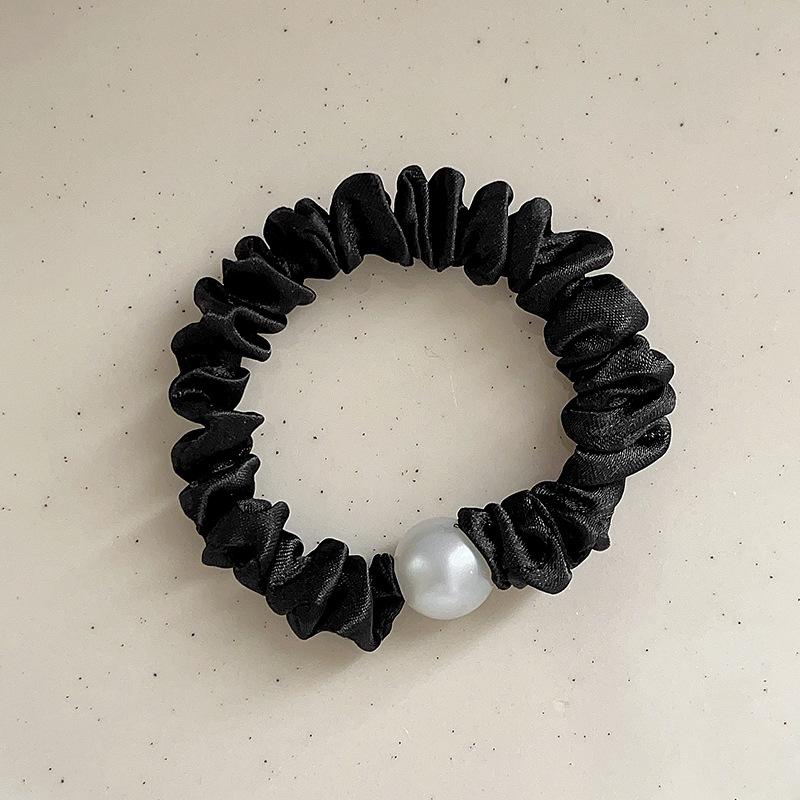Small Intestine Hair Band Satin Fabric Pearl Headband Daily Hair Rope Tie Hair Rubber Band