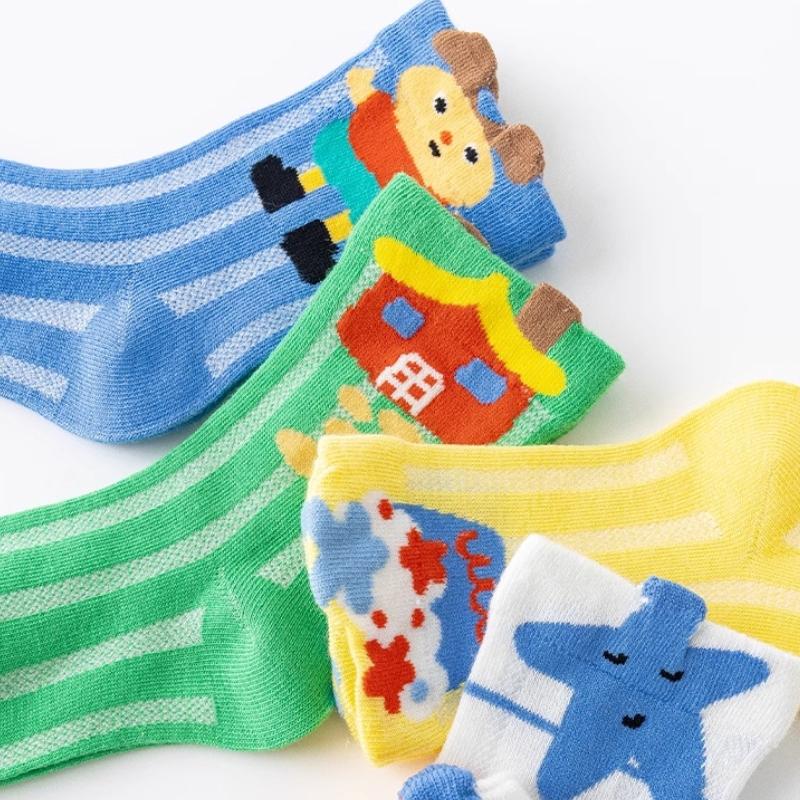 Girls' Sock Summer Thin Cotton Socks For Children Mesh Breathable Girls And Boys Cartoon Lace Mid-tube Sock Baby Princess Socks Kids