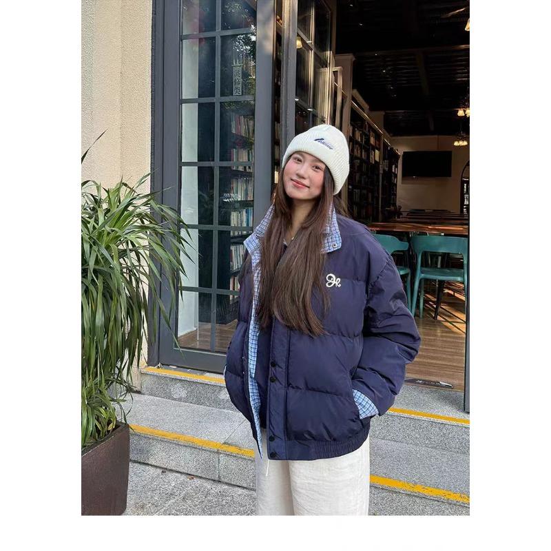 Зимний складской поддельный двухсекционный сшитый пухо-хлопковый жакет женский зимний дизайнерский свободный теплый хлебная одежда XL