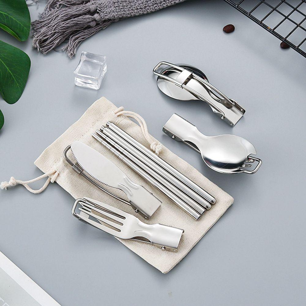 Flatware Kitchen Tool Dining Chopsticks Tableware Folding Fork Serving Spoon Folding Cutlery Set