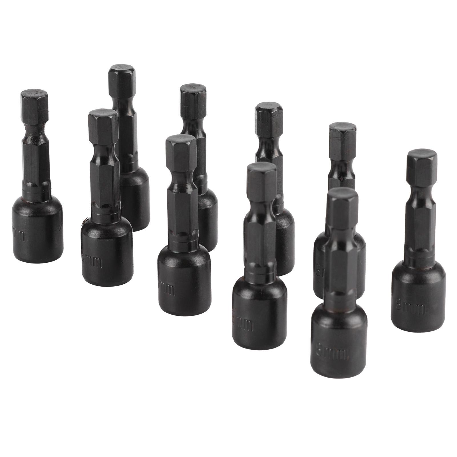 

10 шт. Черные насадки с шестигранным гнездом с сильным магнитом для электрической отвертки, аксессуары 45 x 8 мм