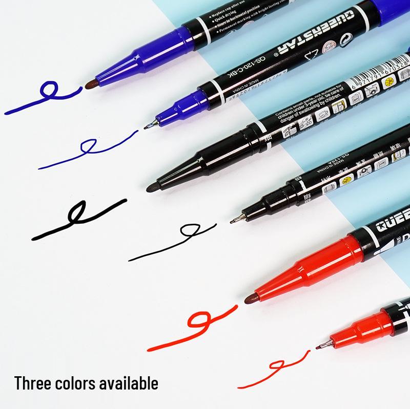 Compact Double-Ended Oil-Based Marker Pen Set - Black, Blue, Red Fine Liner, Quick-Drying & Fade-Resistant for Art & Painting
