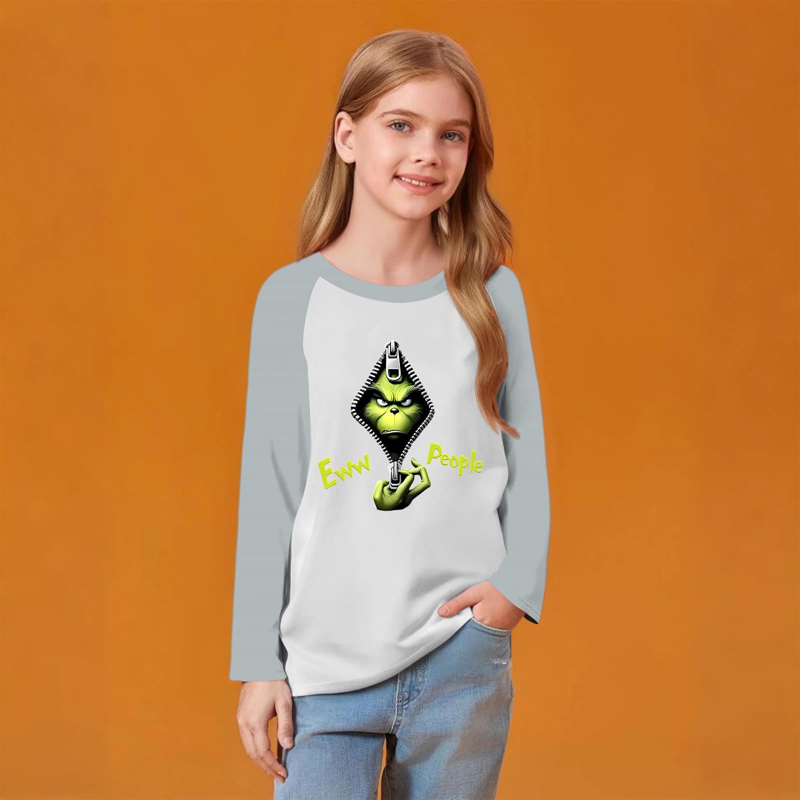 

Детский модный удобный пуловер с рождественским принтом на шее, топ с длинным рукавом 130