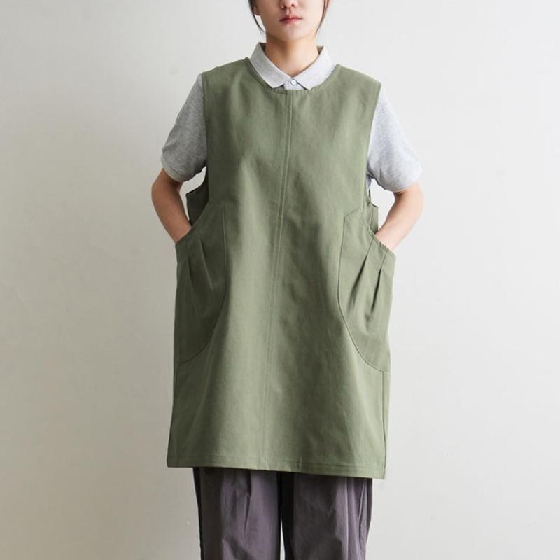 Retro Vest Enlarged Size Men Women Chef Work Apron Home Kitchen Anti Fouling Apron Pocket Back Button Cover Catering Shop Cafes