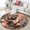 Raccoon and Flowers pattern round rug,Carpet Rug for Living Room Bedroom  Playroom ,Non-slip Floor Mat,Holiday Gifts and Birthday Gifts.