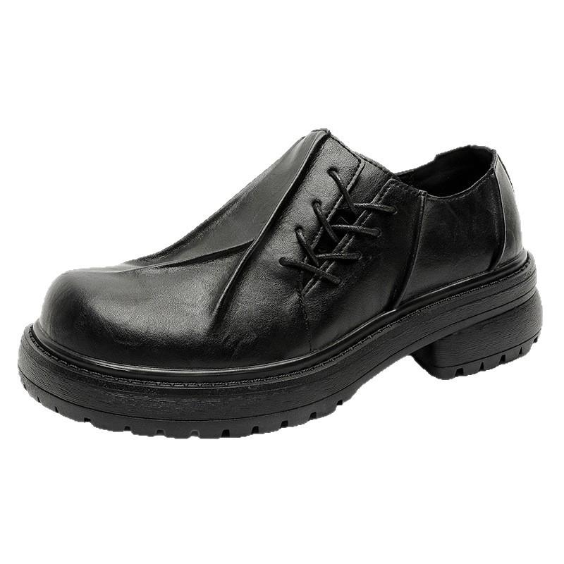 Duże buty Derby 22 zimowe czarne podwyższające duży nosek skórzane buty brytyjskie modne buty