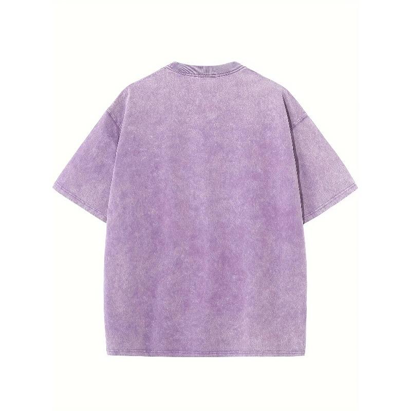 Retro Washed Pattern High-quality Cotton Men's T-shirt - Loose Fit Short Sleeved Round Neck Top