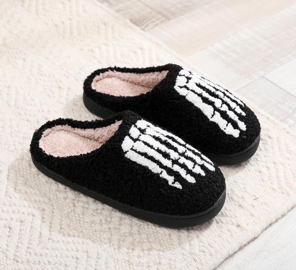 2024 Halloween Cartoon Pumpkin Funny Plush Cotton Slippers: Cute, Thick Bottom, Indoor Winter Footwear