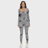 Tie-Dye Square Neck Long-Sleeve Seamless Yoga Jumpsuit