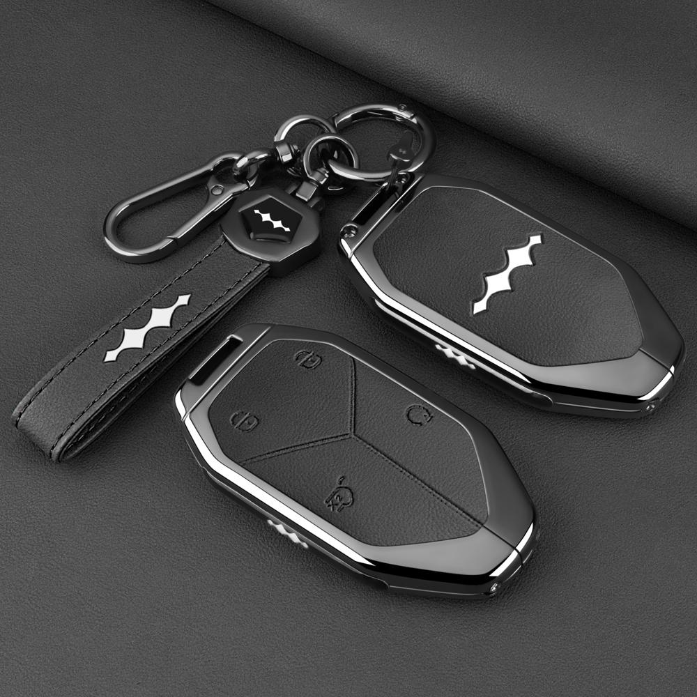 Car Leather Key Fob Cover For BYD Equation Leopard Titanium 7 2025 Remote Cover Case Shell Keychain Ring Holder Accessories