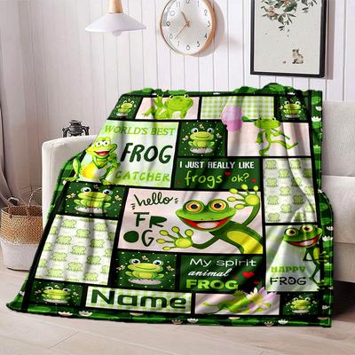 Frogthemed Home Customize Your Name Blankets Soft Cozy Lightweight Allseason Multipurpose Blanket For Picnics Sofas Offices Beds Living Rooms Suitable
