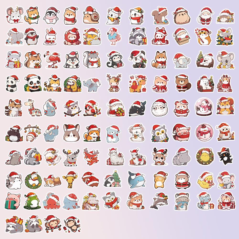 103 Cute Cartoon Animal Christmas Stickers for Envelopes, Gift Bags, and Water Cups