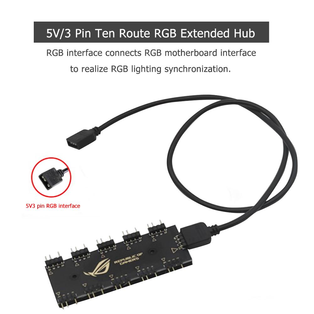 Motherboard RGB SYNC HUB 1 To 10 RGB Extension Cable Splitter for GIGABYTE AURA