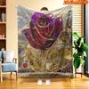 1pc 2D Flat Printing Spring And Summer New Arrival Crystal Rose Theme Digital Print Blanket, All-Season Use, Casual Throw, 100% Polyester Fiber Soft A