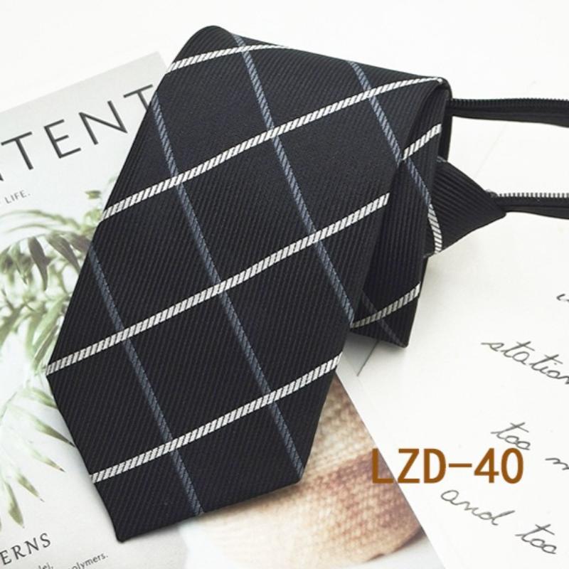

Men s Formal Business Tie with 8cm Zipper, Striped Black Tie, No Knotting Required. 8*46cm