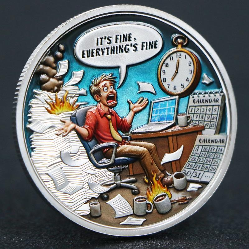 

Fun coins, metal crafts, commemorative medals, high relief, gold and silver coins, color printing, collectible coins,Christmas gift, Stocking stuffers срібний