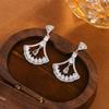 925 Silver-plated Classic Fan-shaped Design Ladies Inlaid Zircon Earrings-elegant Ladies Jewelry