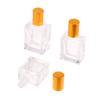 8/10/15Ml Empty Clear Square Glass Essential Oil Bottle Steel Roller Gold Lid Massage Perfume Roll On Sample Vials