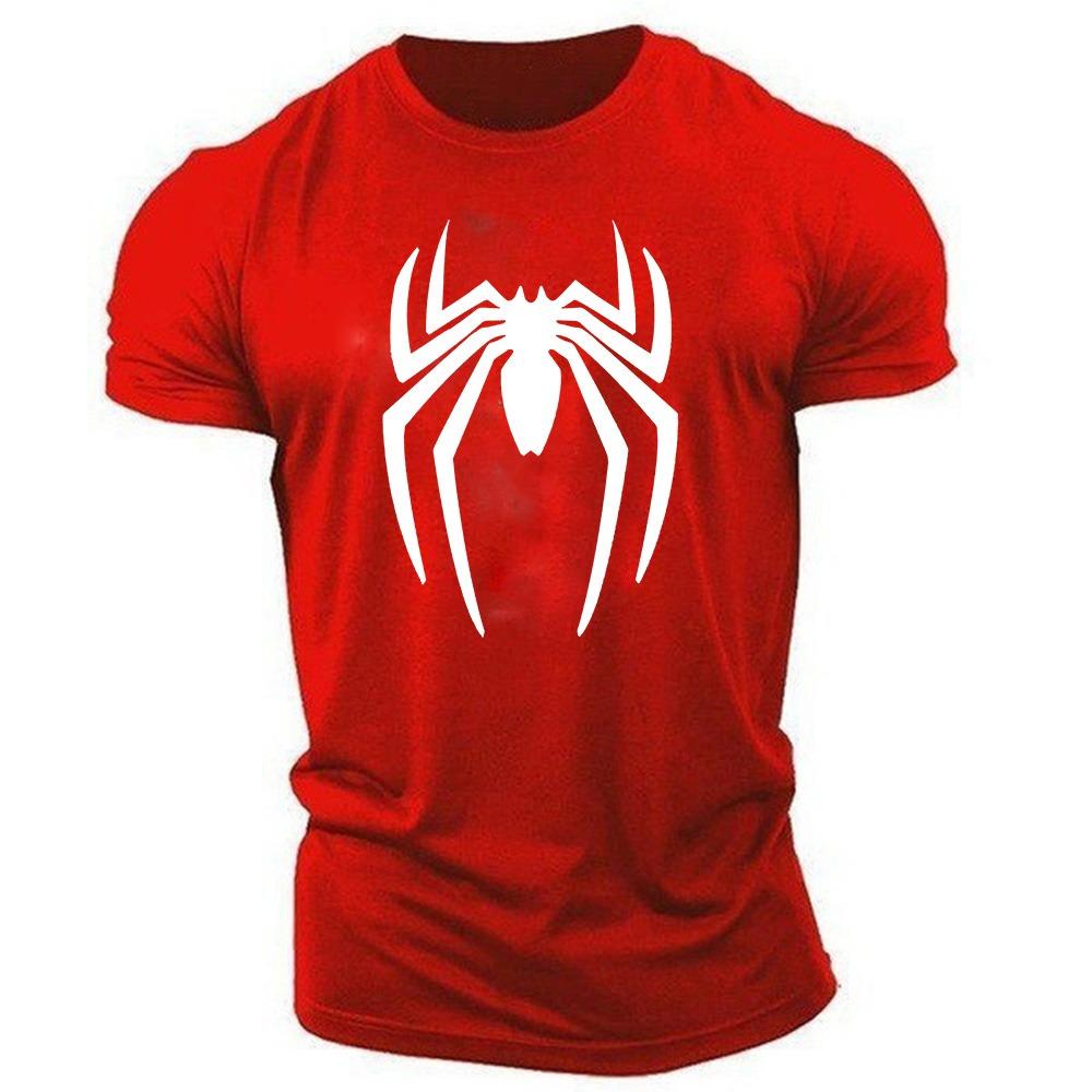 Summer 2023 Leisure Sports Loose Fashion Outdoor New Round Neck Adult Men's Short Sleeve T-shirt Spider 2D Print Quick Drying