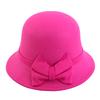 Premium women's wool hat, bow bowl hat, faux wool vintage pot hat JDL-