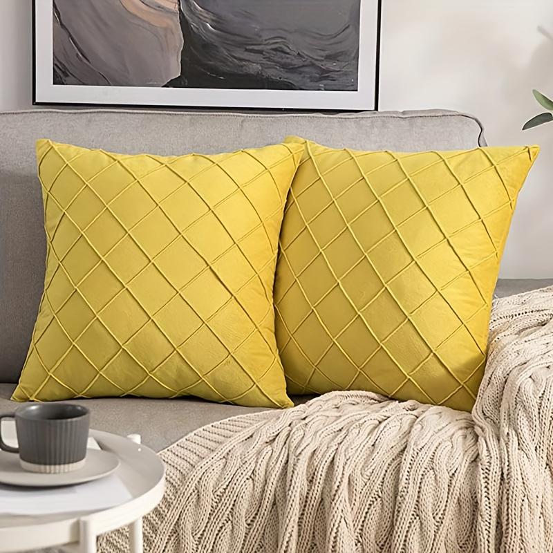 Color Plaid Throw Pillowcase, For Living Room Bedroom Sofa, No Pillow Insert