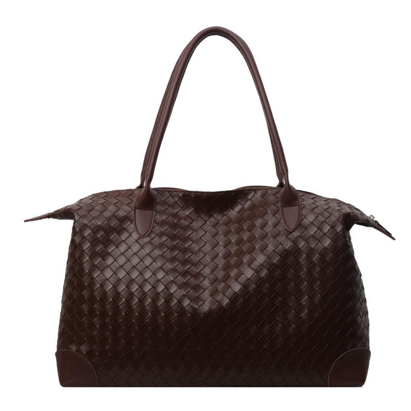 Women's Daily Fake Knitted Large Capacity Waterproof Handbag Travel Bag Household Clothing Storage Bag