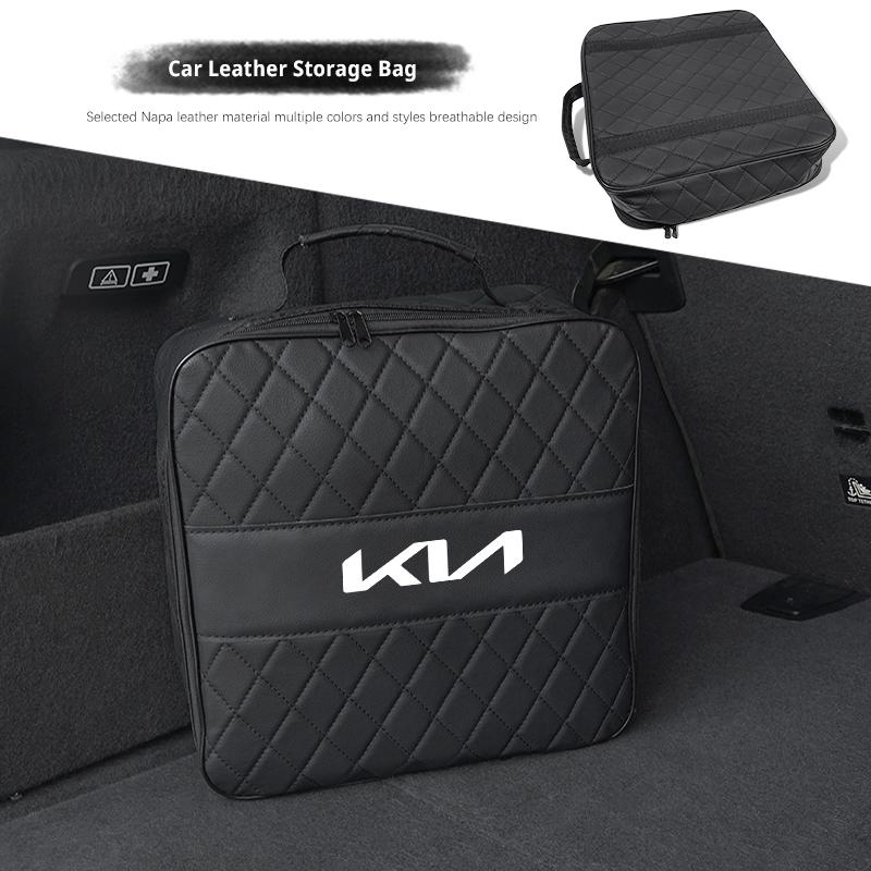 Car Leather Storage Bag High-capacity Auto Trunk Handbag For KIA K3 Sportage Carnival K5 Seltos Pegas KX1 EV5 Sonet EV6 K4 EV3