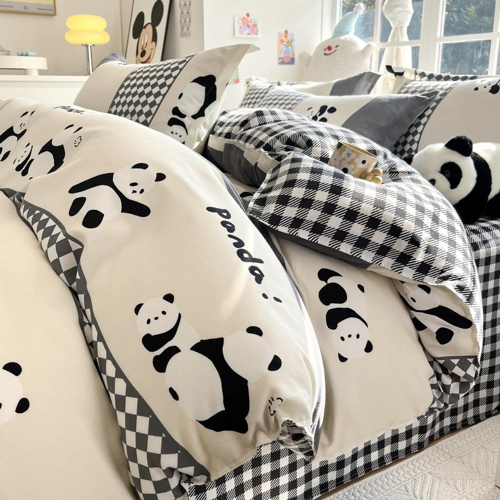 Four-Piece INS Style Cartoon Bedding Set: A-Class Single Duvet Cover, Universal for All Seasons