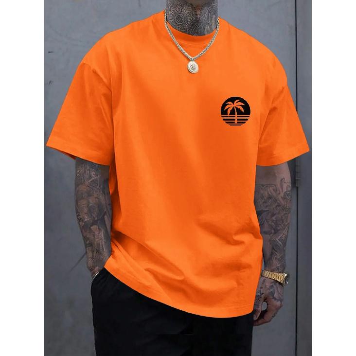 Vícebarevné pánské tričko s potiskem Coconut Tree Cool Tee Summer Oversize Top s výstřihem do O Krátký rukáv pro muže