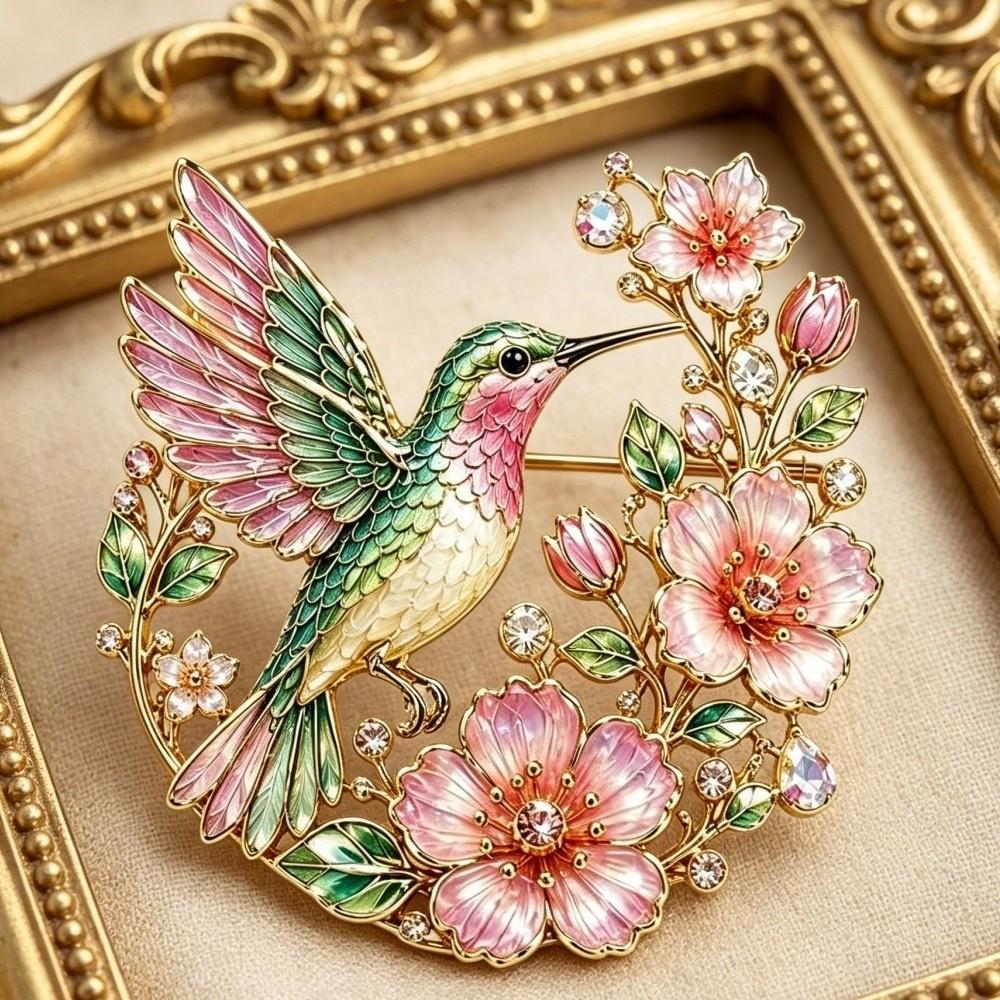 Premium Badge Hummingbird Brooch Metal Material Art Series Brooch Chest Pin Finishing Touch