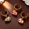 Fashion Enamel Colored Pony Pendant Ring Creative Exquisite Horse Opening Women Pendant Rings Jewelry Accessories Gifts