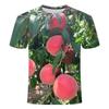 Fruit peach series 3D printed short sleeves, summer niche fashion versatile trend round neck comfortable top T-shirt