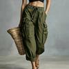 Women’s Loose Fit Straight Leg Cargo Pants with Drawstring Waist and Multiple Pockets for Casual Jogger Style Outdoor Work