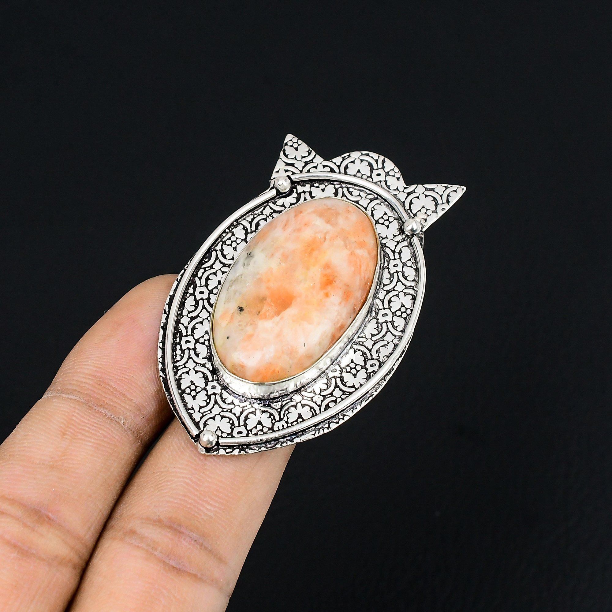 Sisters Day Deal Sterling Silver Sunstone Gemstone Stackable Wedding Ring US 9 9