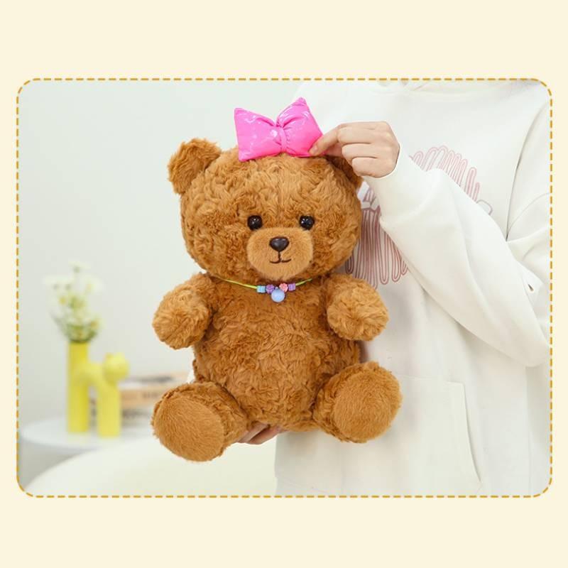 Cute Bear Bow Plush Toy Cute Cartoon Girl Child Bedroom Decoration Doll Gift