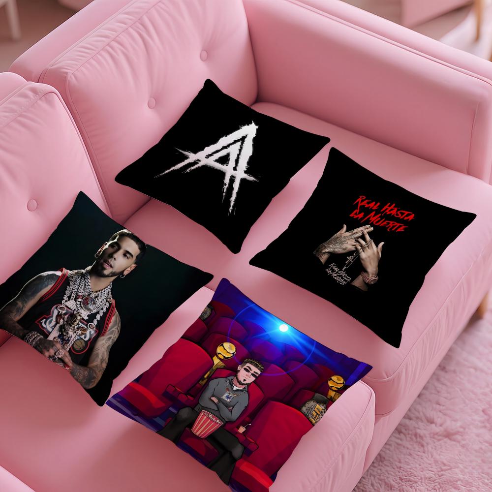 Rapper A-Anuel Aa Real Hasta La Muerte 2 Pillow Case Silky Short Plush With Invisible Zipper Dustproof Sofa Cushion Cover