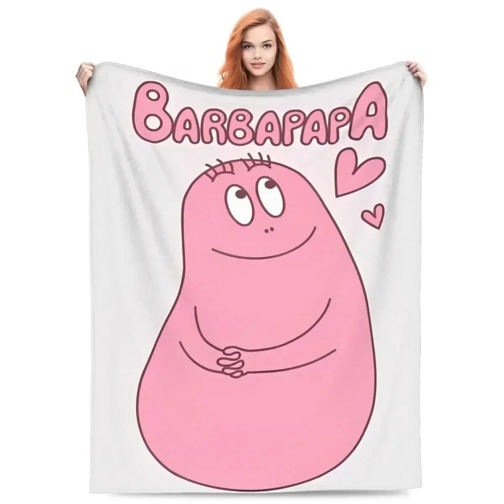 Barbapapa Coral Fleece Plush Throw Blanket Cute Cartoon Blankets for Sofa Travel Lightweight Bedding Throws