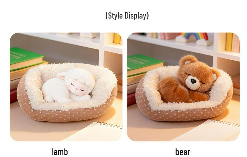 Calico Cat Lamb Nap Nest Plush Toy - Cute and Healing Desk Companion Doll