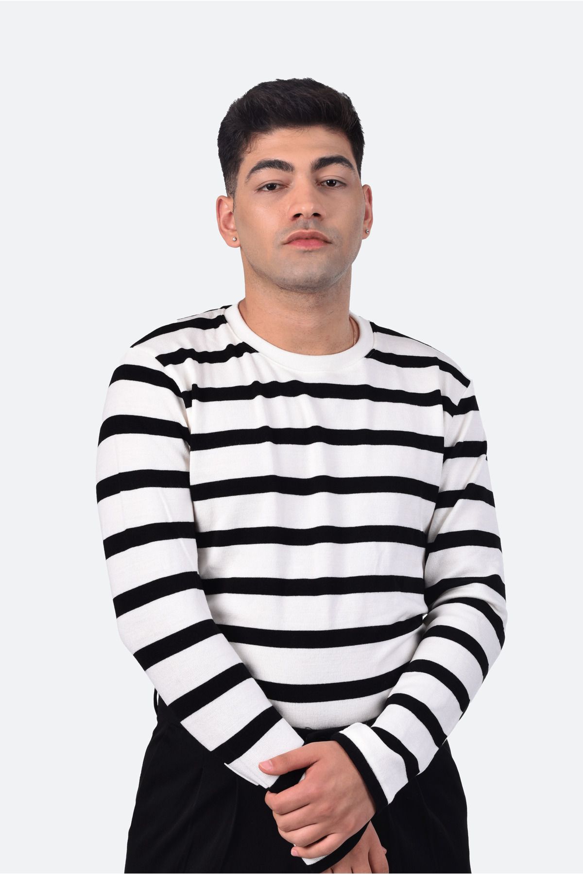 

Мужской свитер больших размеров, полосатый трикотаж, свитер больших размеров