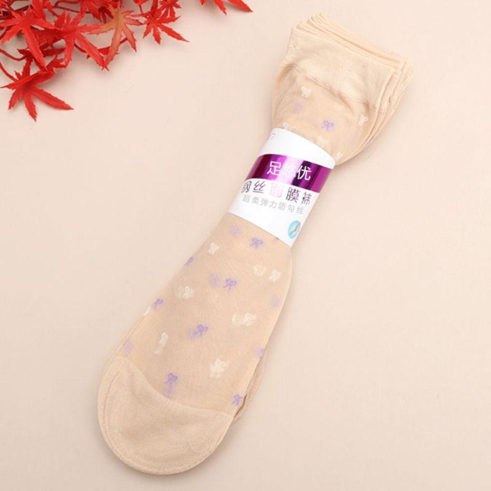10Pairs Ultra-thin Crystal Silk Tube Socks Flower Silk Sheer Socks Women Invisible Socks  Summer