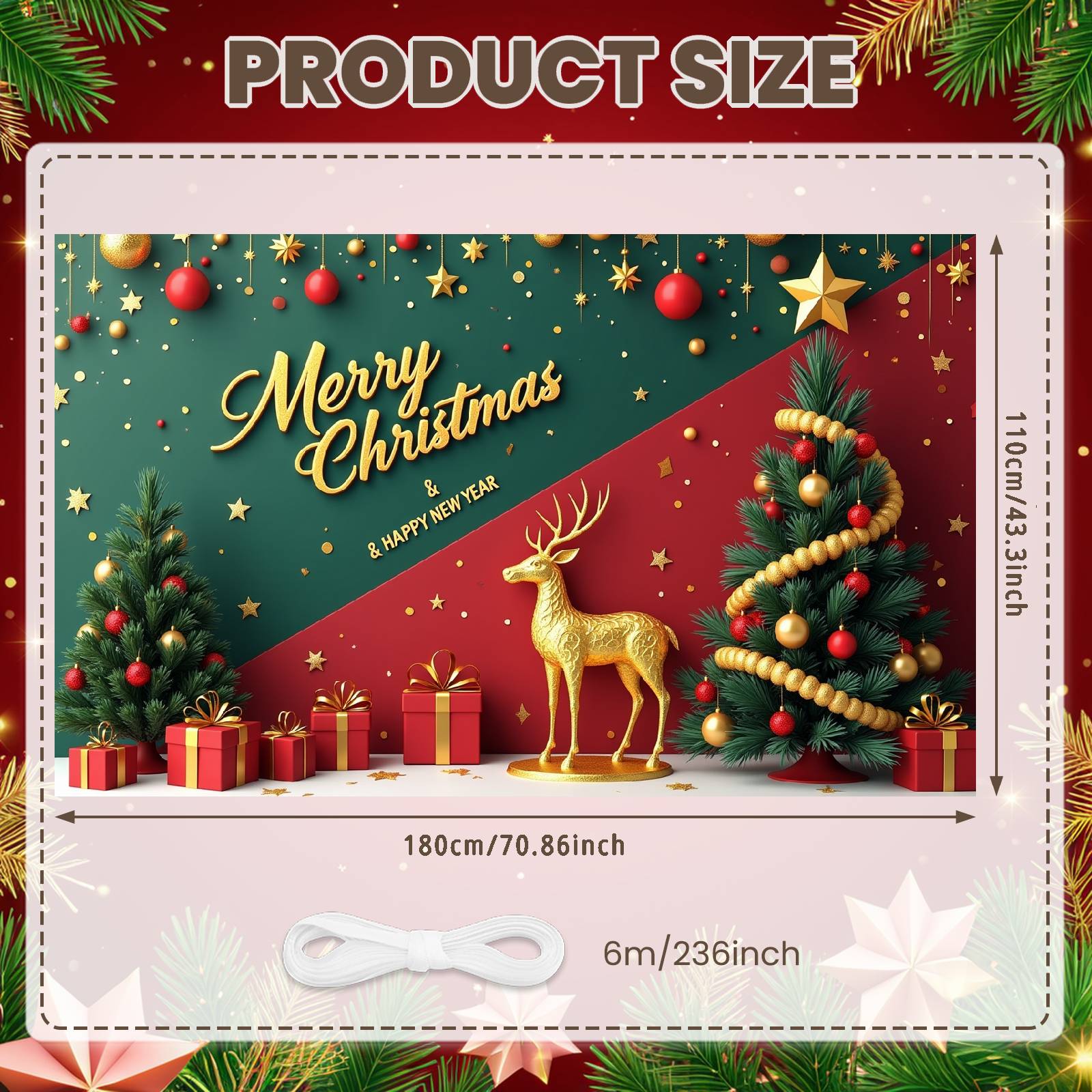 Holiday Banner Christmas Ball Ornament Xmas Banner Winter Banner Festive Pattern For Home Decoration Festive Decoration Family