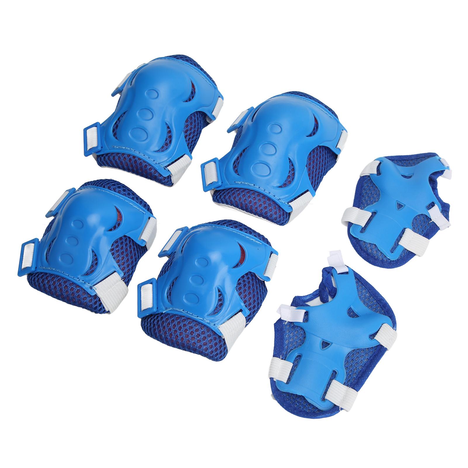 

Комплект из 6 предметов Защитное снаряжение для роликовых коньков Регулируемые наколенники, налокотники, защита ладоней для 618 летСиний