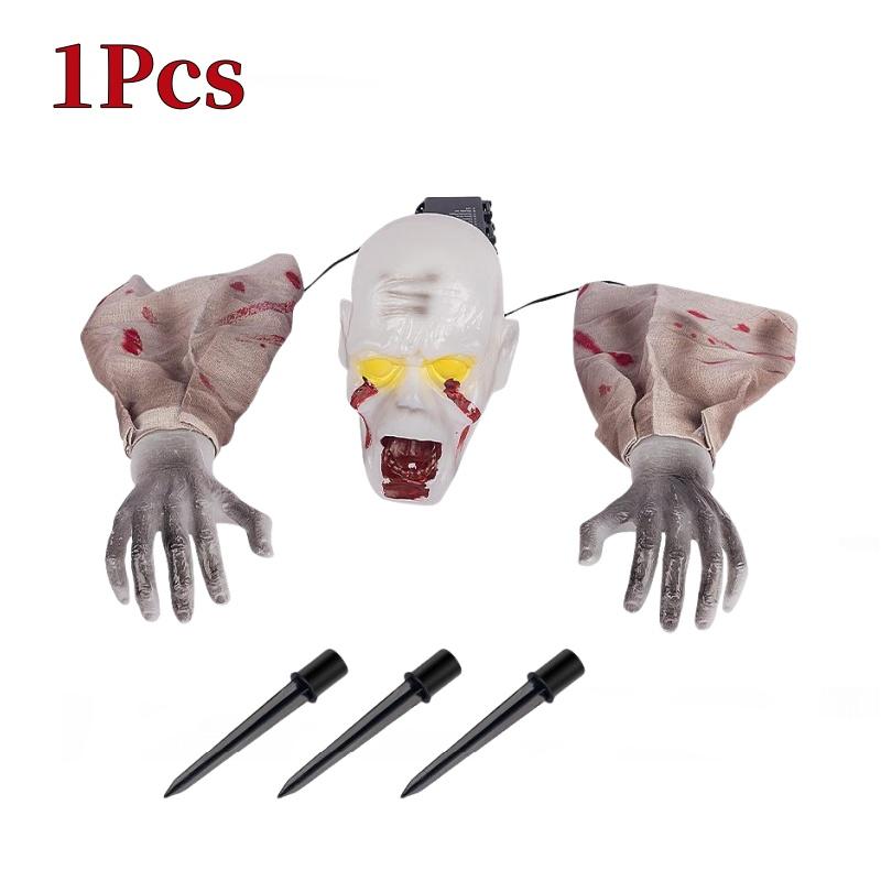 

2025 Хэллоуинский ужас Орнамент Ползающий призрак Светящийся череп Напольная вилка Набор перчаток Теплый свет Украшение черепа