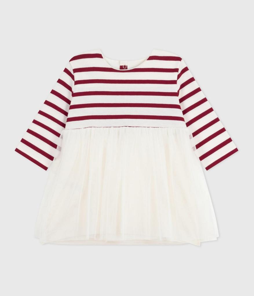 Petit Bateau Dress Size 24 86cm A0EBV, Off-White/Red, Months,