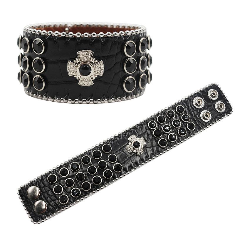 

Европейский и американский популярный браслет с горным хрусталем, модный дизайн, инкрустированная бриллиантами кожа PU, ручное украшение