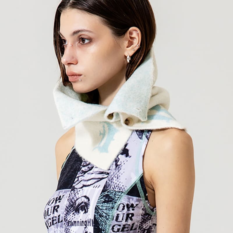 runningHIGH RNHI JACQUARD NECK WARMER [IVORY]