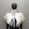 1pz Mantello Piumato Gothico Accessori di Halloween Sciarpa di Piume di Gallo Collare di Pollo Mantello in Ecopelliccia per Costume di Festa in Maschera