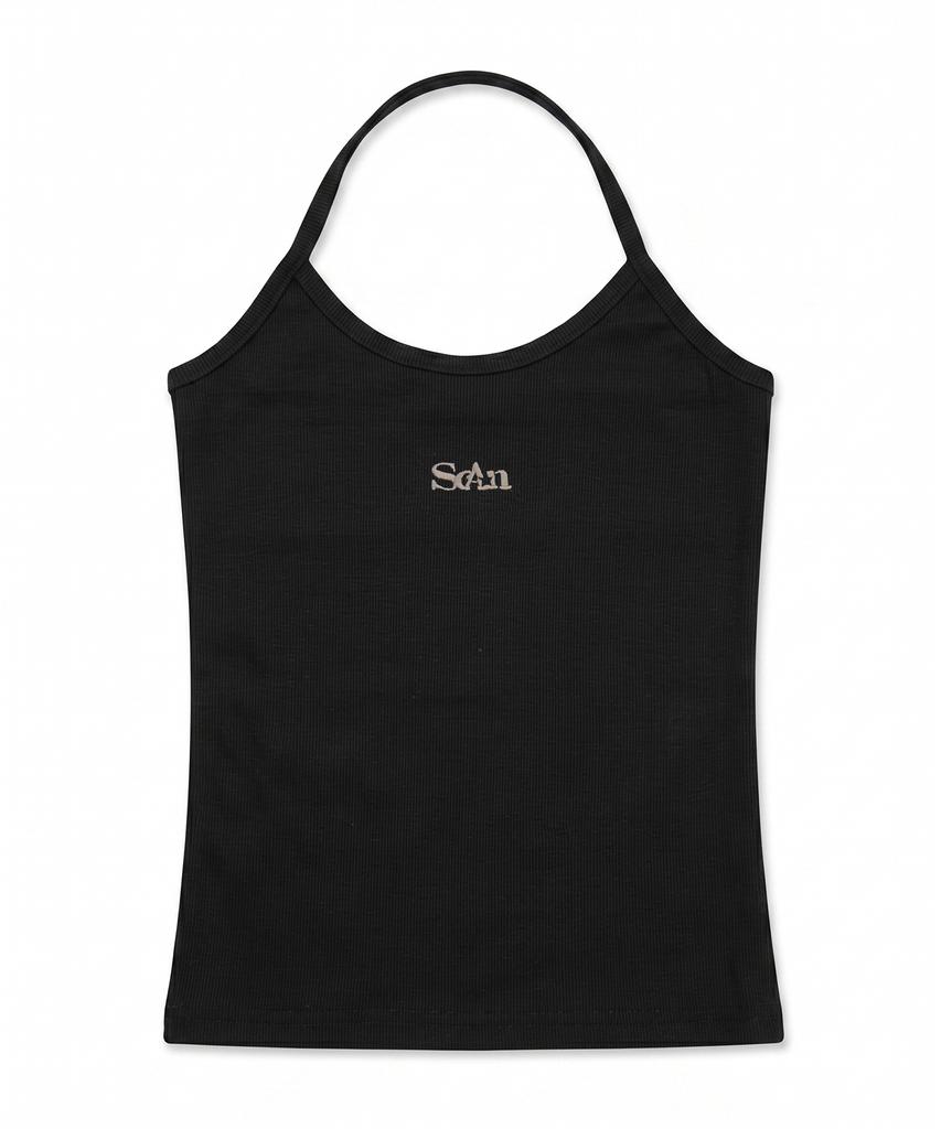 FUZZY SCAN Embroidered Logo Halterneck Sleeveless 2 Colors
