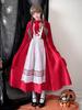 Longpen Lolita Dress, Little Red Riding Hood with Cape, Women's, Adult, Red, Alice, Halloween, Maid Outfit, Gothic, Cosplay, Romantic, Christmas, Part